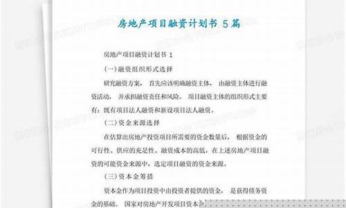 项目融资计划书范文(项目的融资计划)_https://www.dongshengweixin.com_上交所_第1张